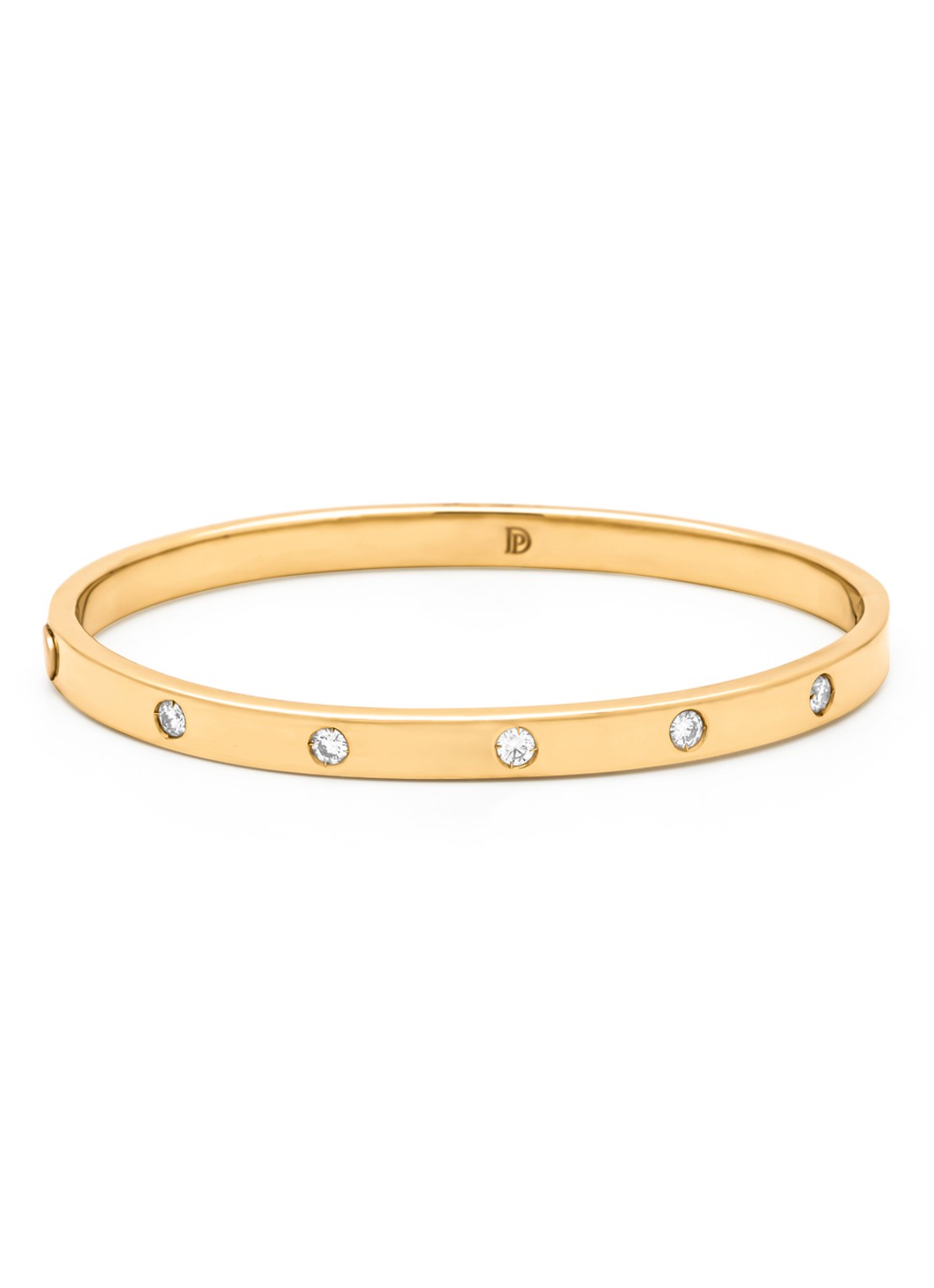 Diamond Point Gouden bangle armband (S), 0.35 ct diamant, Timeless Treasures - voorkant geelgoud