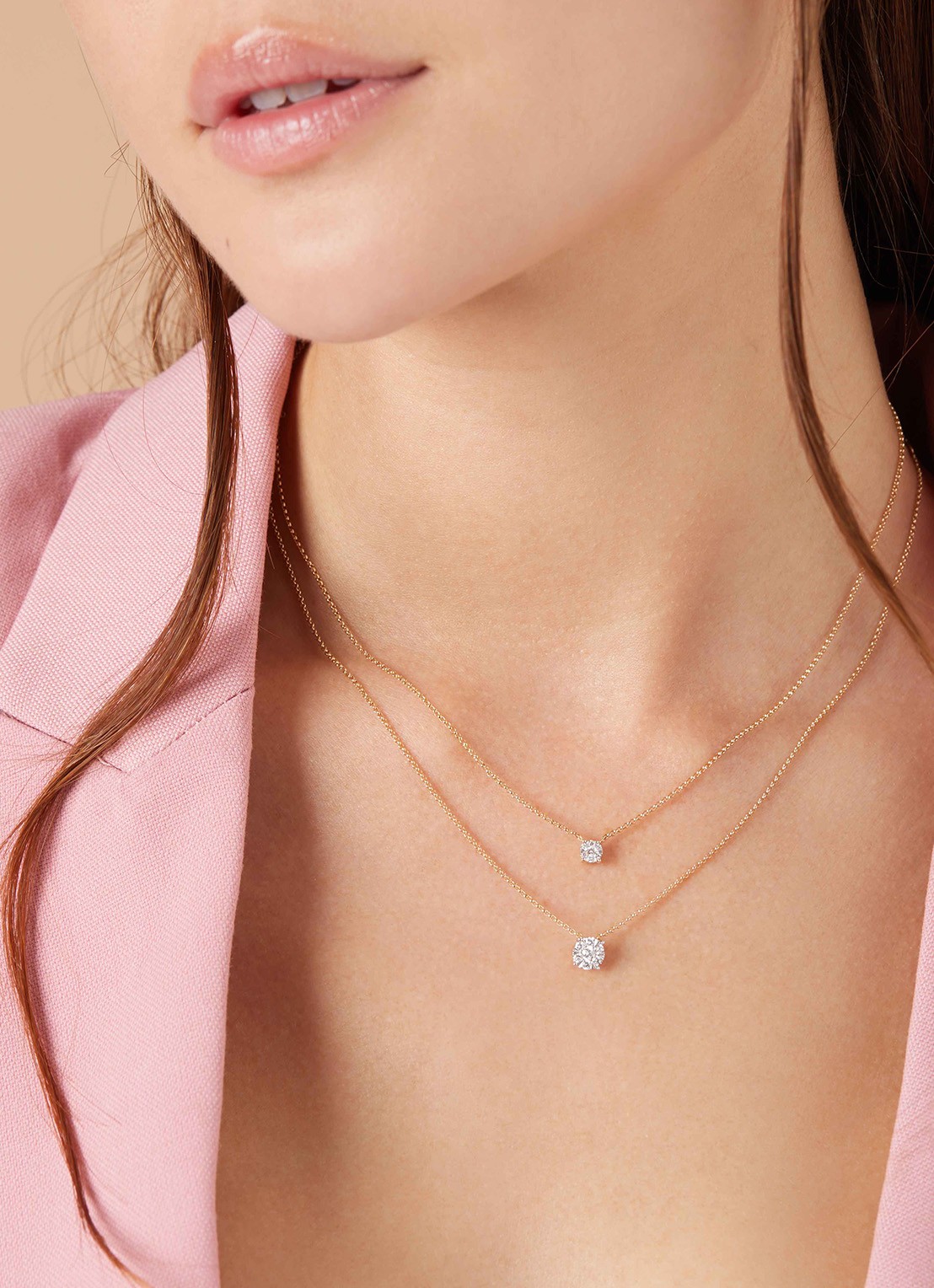Diamond Point Gouden hanger met collier, 0.24 ct diamant, Enchanted - voorkant 2 geelgoud
