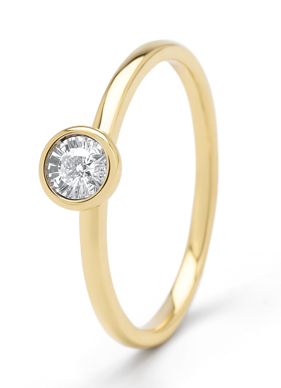 Diamond Point Gouden ring, 0.06 ct diamant, Cosmic - voorkant geelgoud