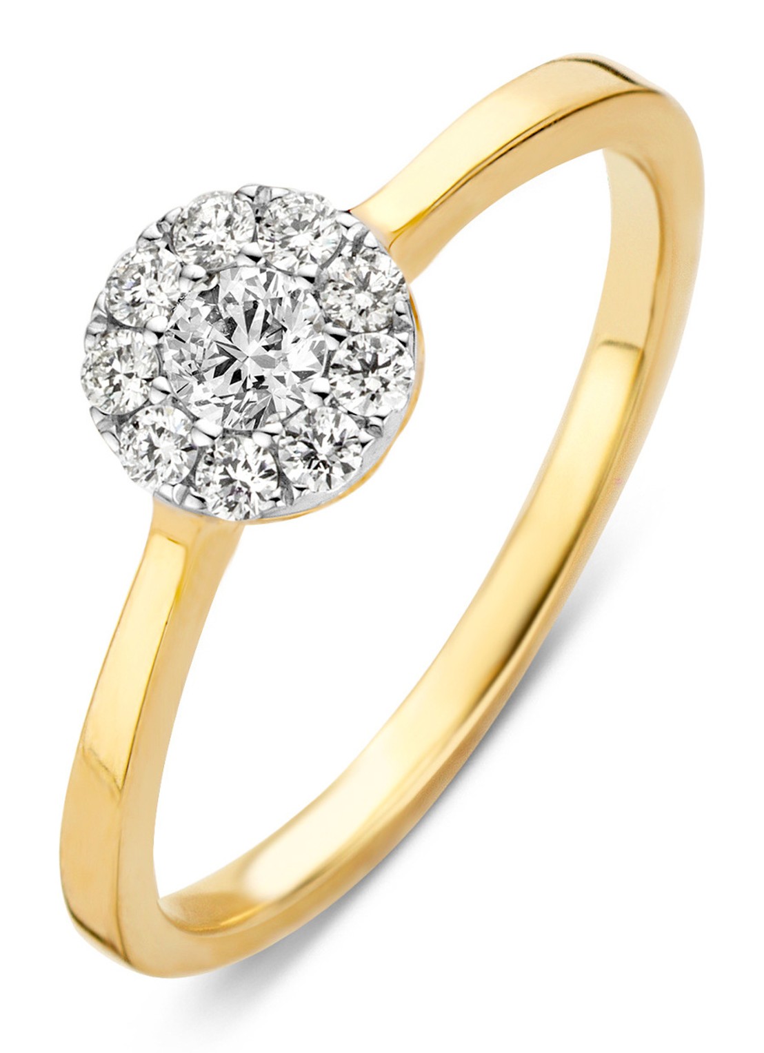 Diamond Point Gouden ring 0.30 ct diamant Hearts & Arrows - voorkant goud