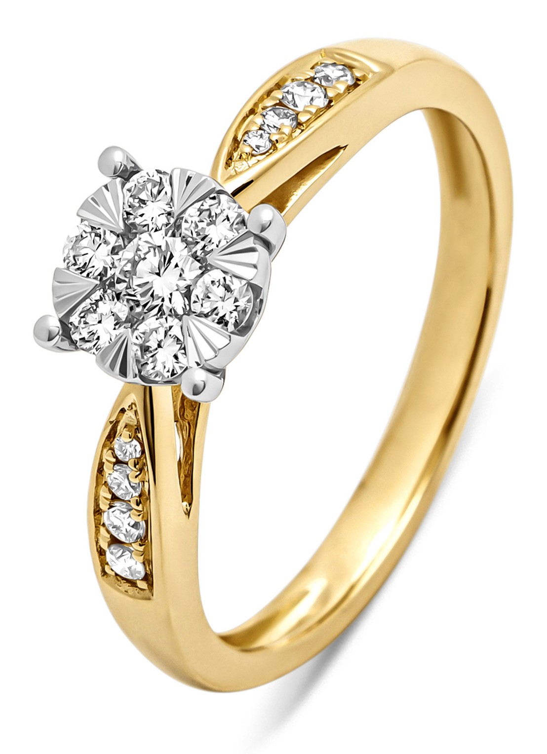 Diamond Point Gouden ring, 0.35 ct diamant, Enchanted - voorkant geelgoud