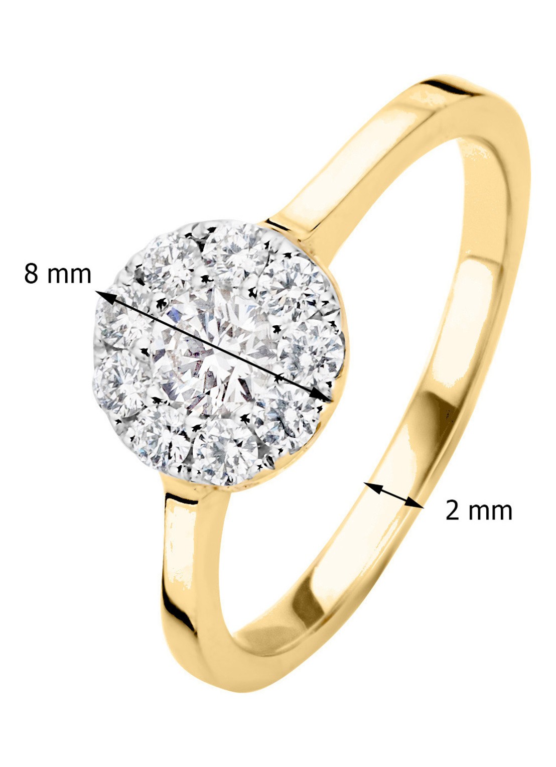 Diamond Point Gouden ring 0.42 ct diamant Hearts & Arrows - detail goud