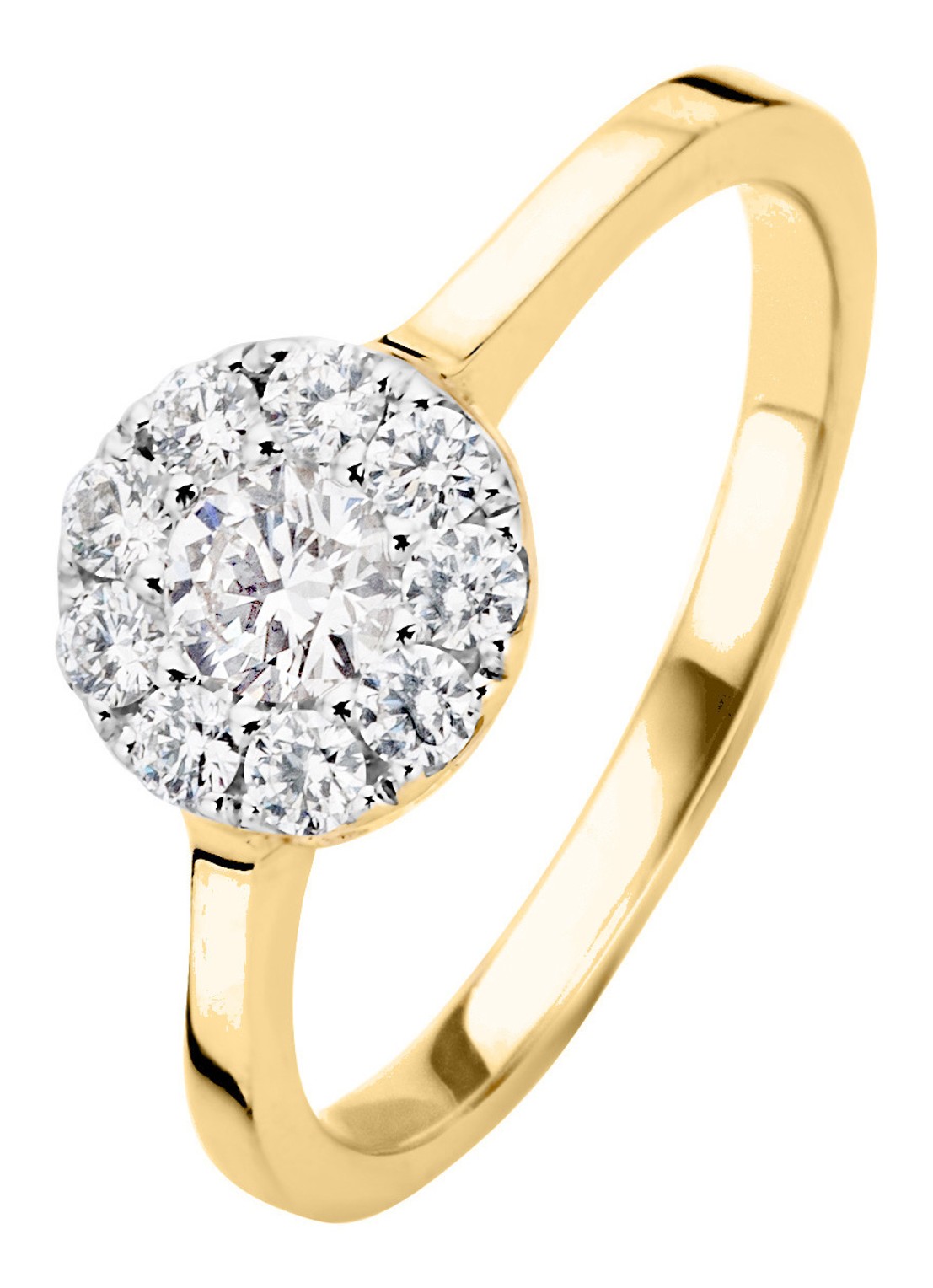 Diamond Point Gouden ring 0.42 ct diamant Hearts & Arrows - voorkant 2 goud