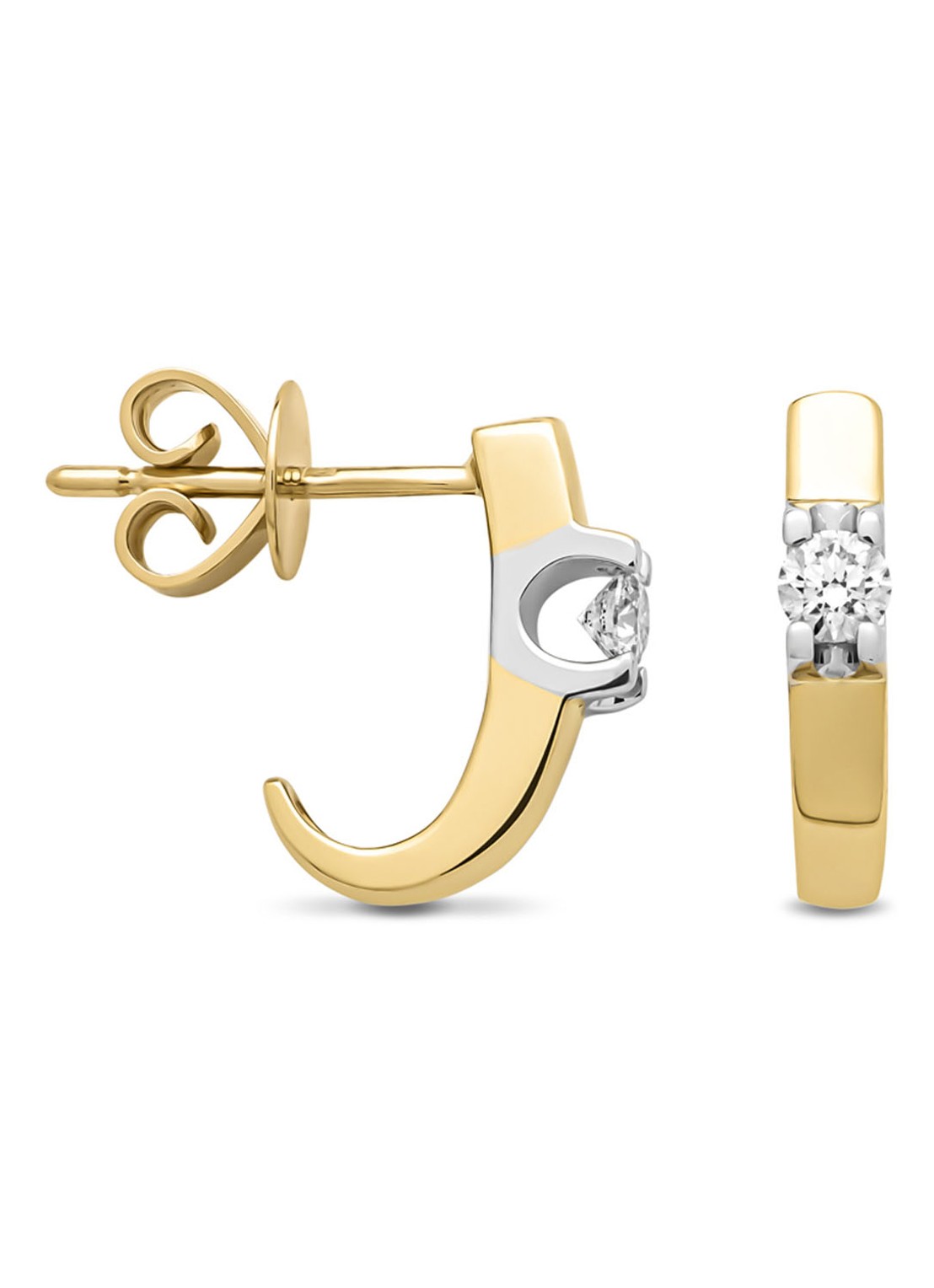Diamond Point Gouden solitair oorstekers, 0.22 ct diamant, Groeibriljant - voorkant geelgoud