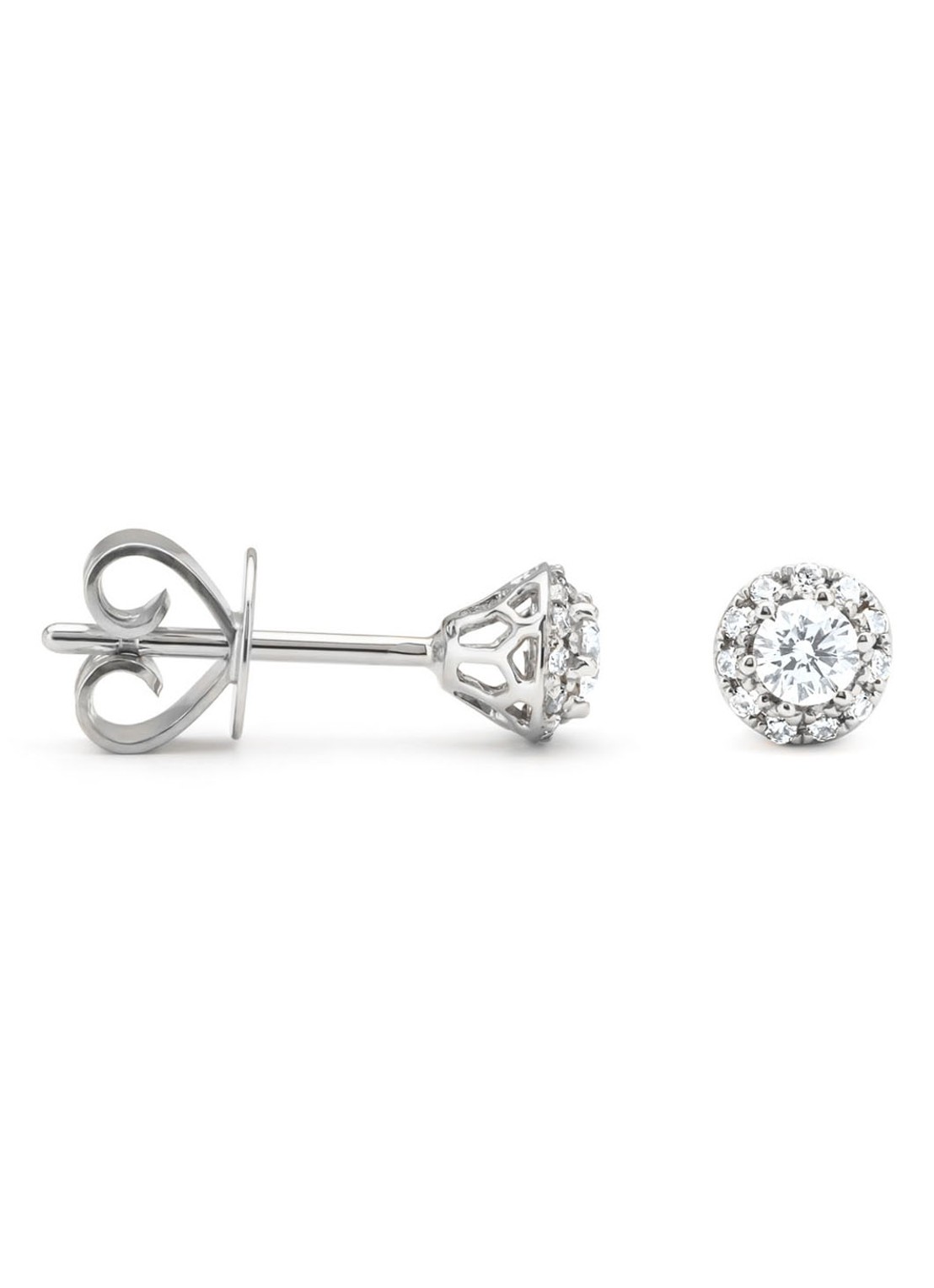 Diamond Point Oorbellen van 14 karaat witgoud met 0.30 ct diamant Starlight - voorkant witgoud
