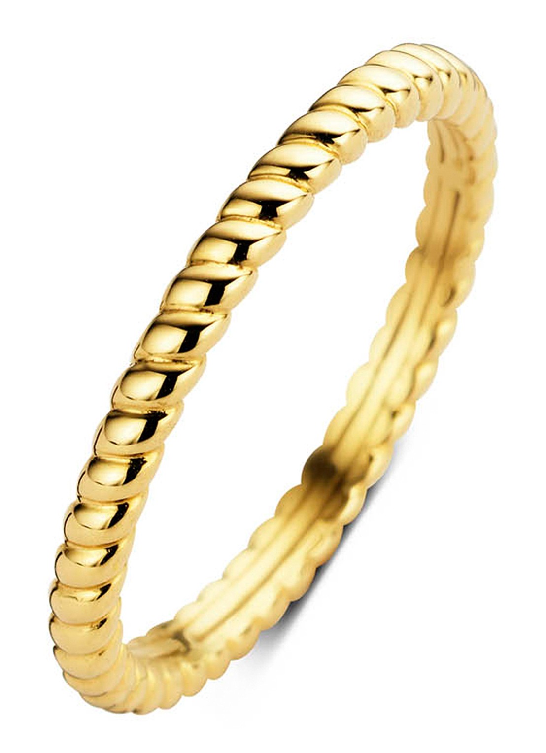 Diamond Point Ring Ensemble van 14 karaat geelgoud - voorkant geelgoud