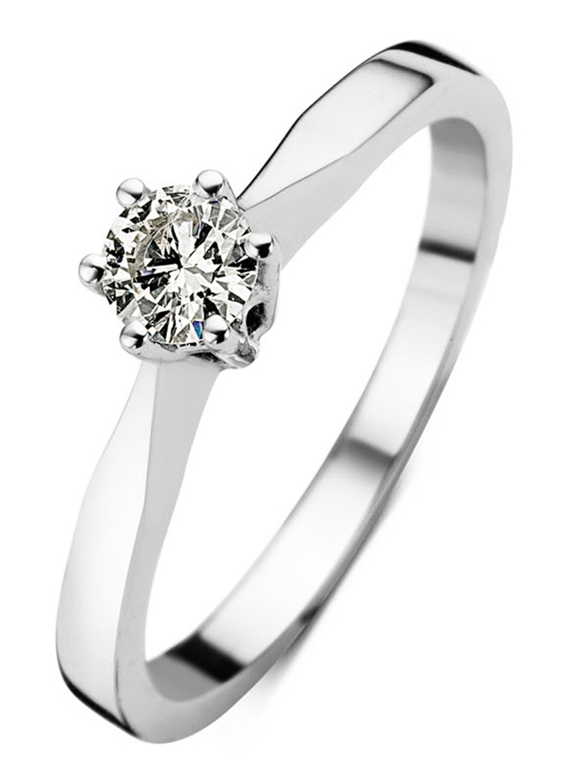 Diamond Point Ring Groeibriljant van 18 karaat witgoud met 0.20 ct. diamant - voorkant witgoud