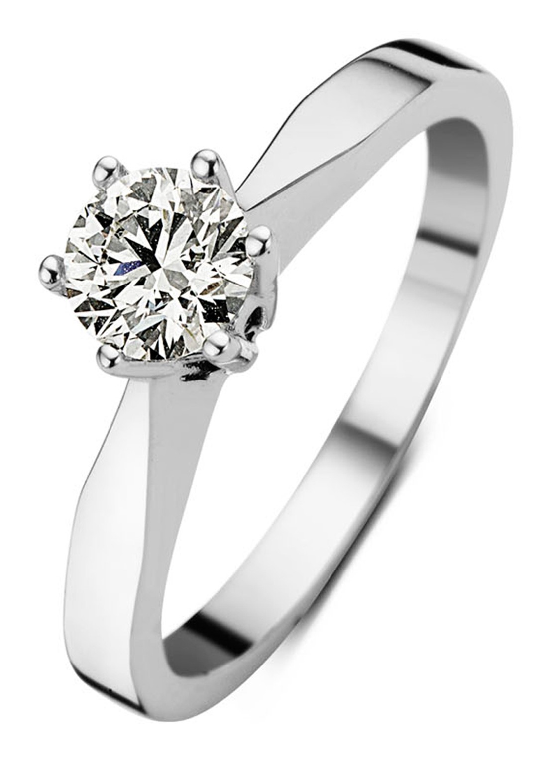 Diamond Point Ring Groeibriljant van 18 karaat witgoud met 0.40 ct. diamant - voorkant witgoud