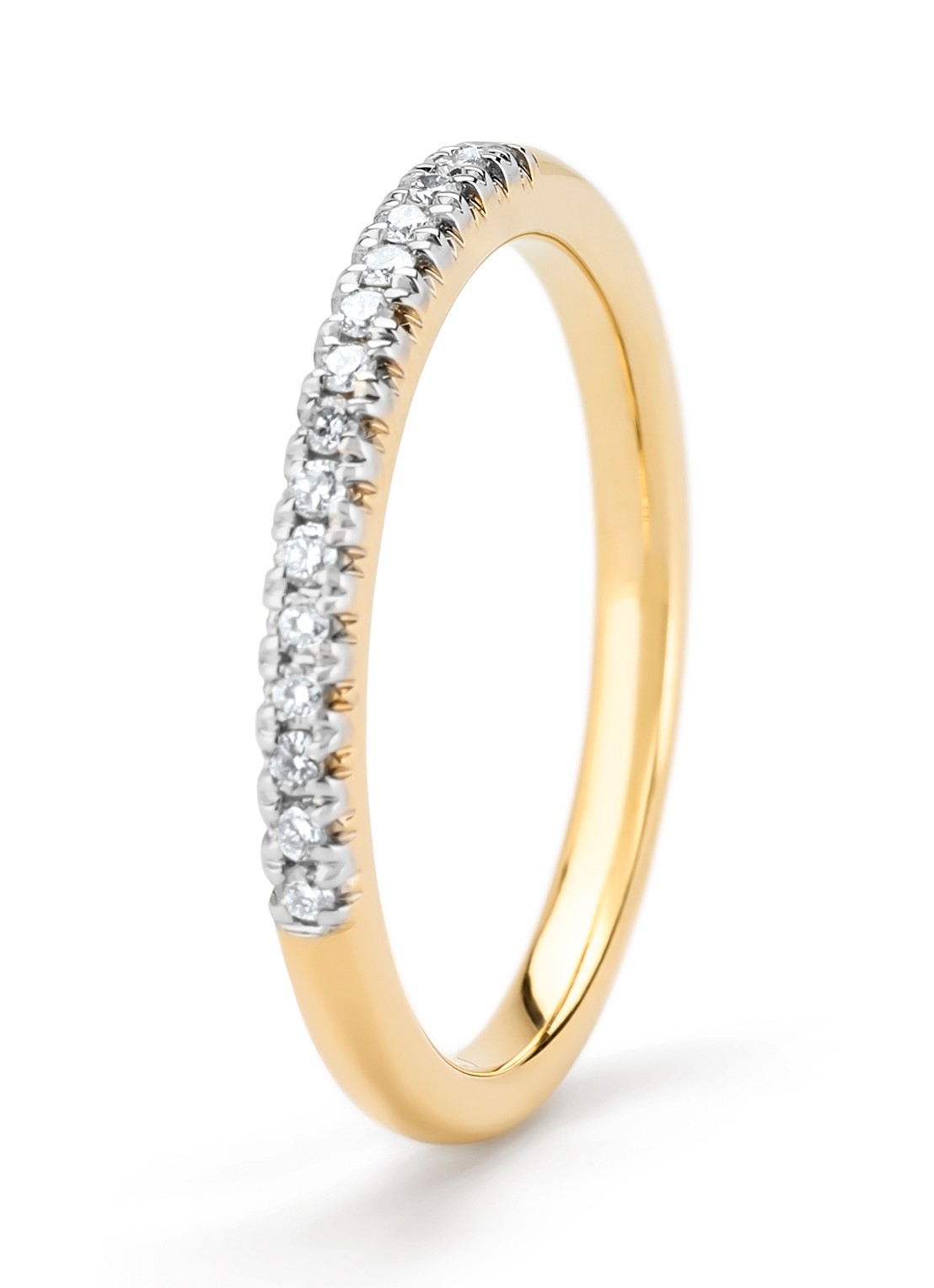 Diamond Point Ring van 14 karaat geelgoud met 0.14 ct diamant Ensemble - voorkant goud