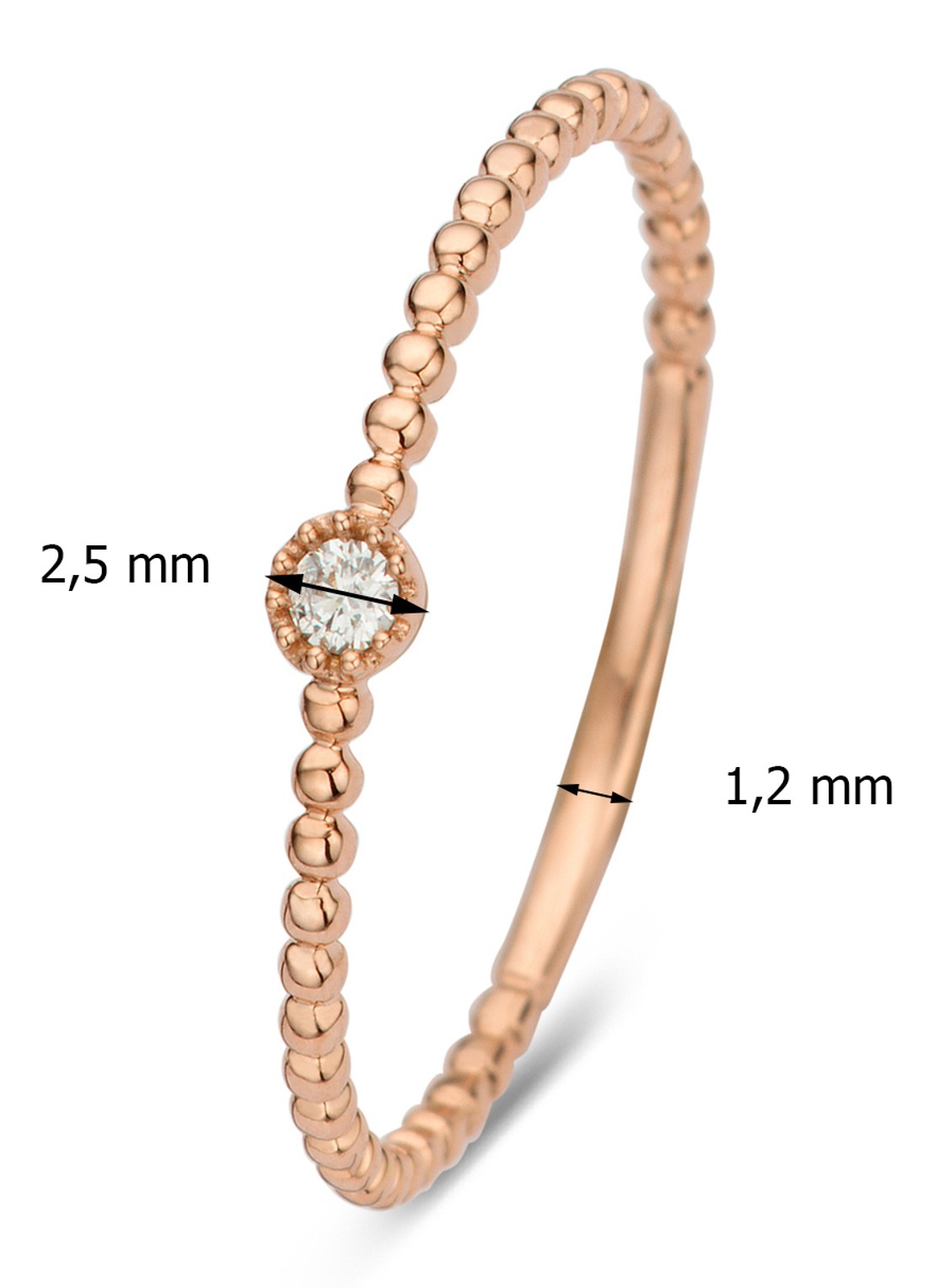 Diamond Point Ring van 14 karaat roségoud met 0.03 ct diamant Joy - detail roségoud