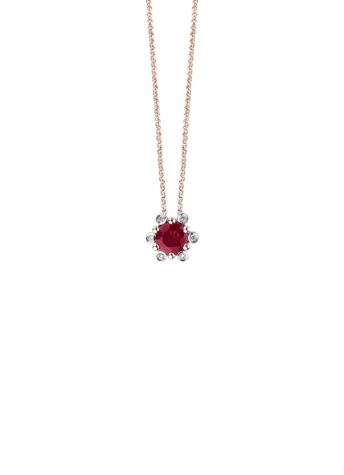 Diamond Point Roségouden hanger, 0.44 ct robijn, Empress - voorkant roségoud