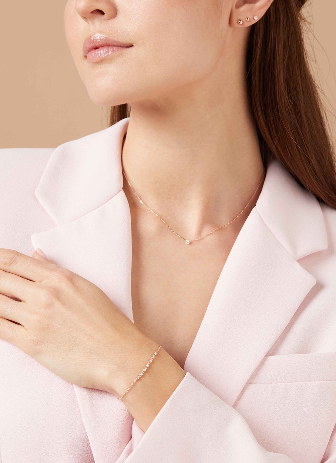 Diamond Point Roségouden oorsieraden 0.06 ct diamant Joy - detail 3 roségoud