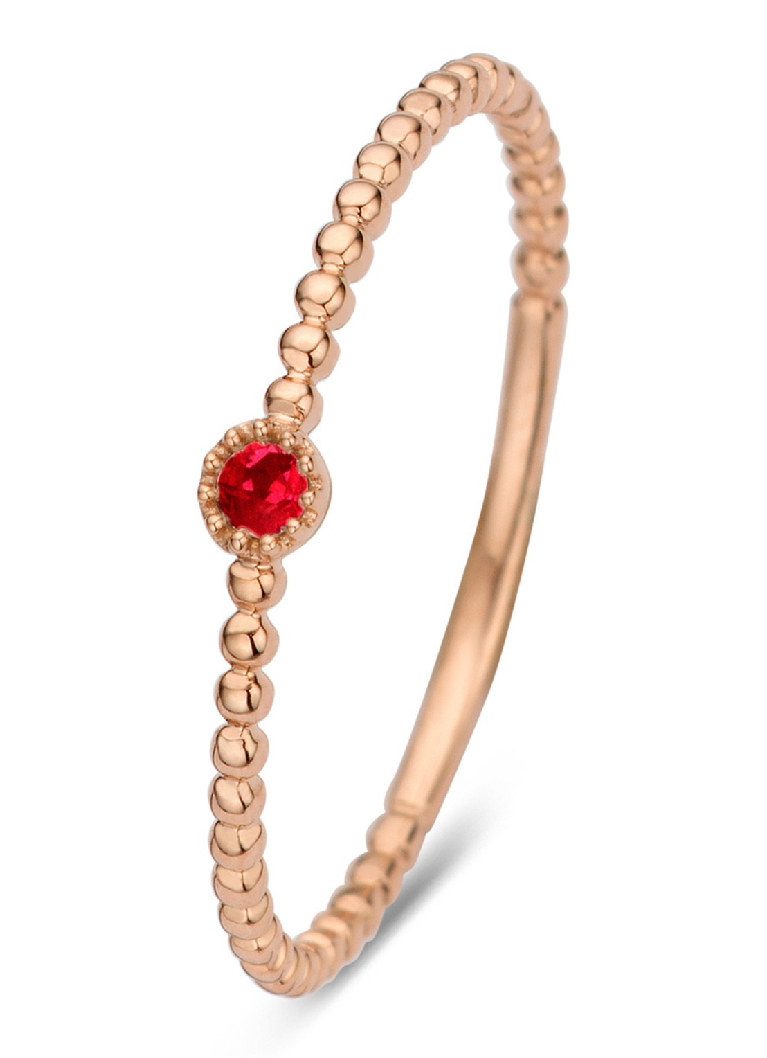 Diamond Point Roségouden ring 0.04 ct robijn Joy - voorkant roségoud