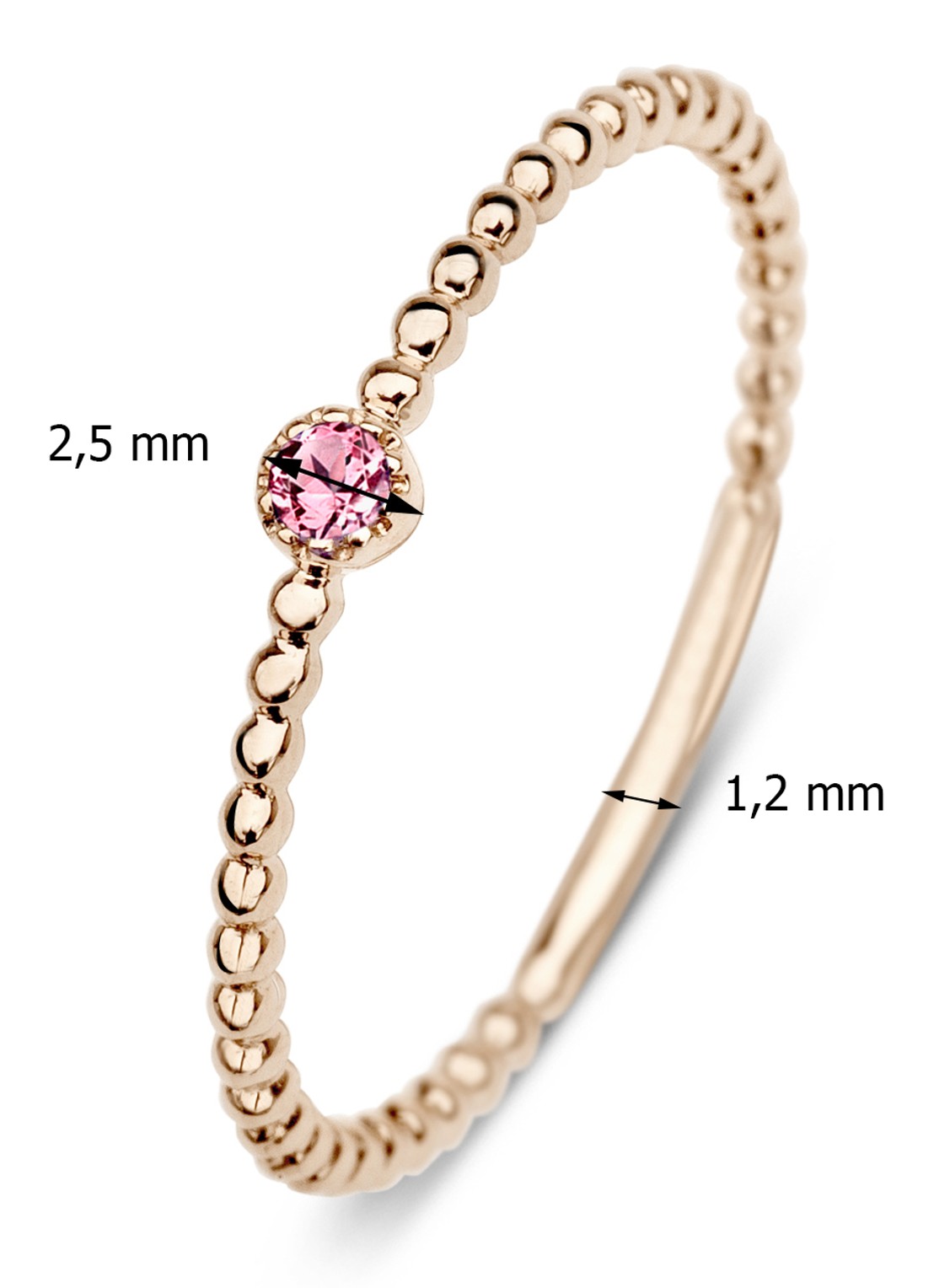 Diamond Point Roségouden ring 0.04 ct toermalijn Joy - detail 3 roségoud