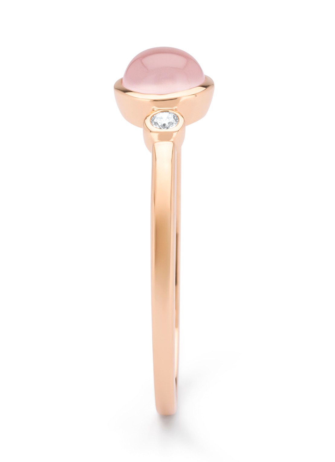 Diamond Point Roségouden ring, 0.54 ct rozenkwarts, Little Drops - detail roségoud
