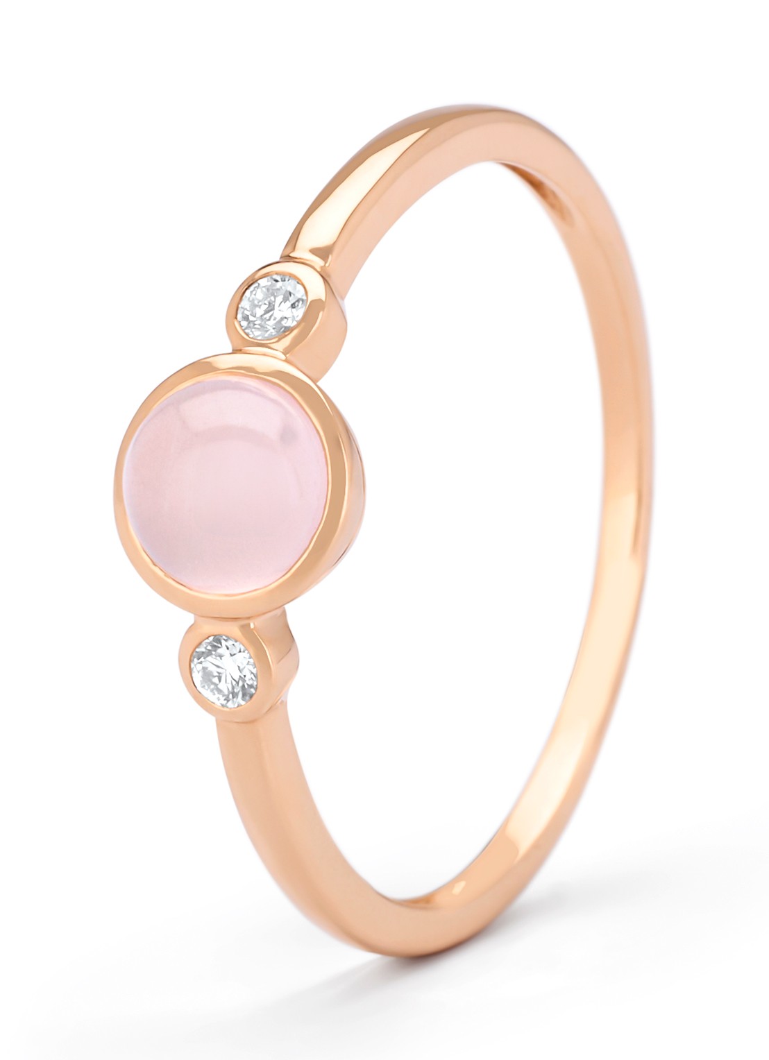 Diamond Point Roségouden ring, 0.54 ct rozenkwarts, Little Drops - voorkant 4 roségoud