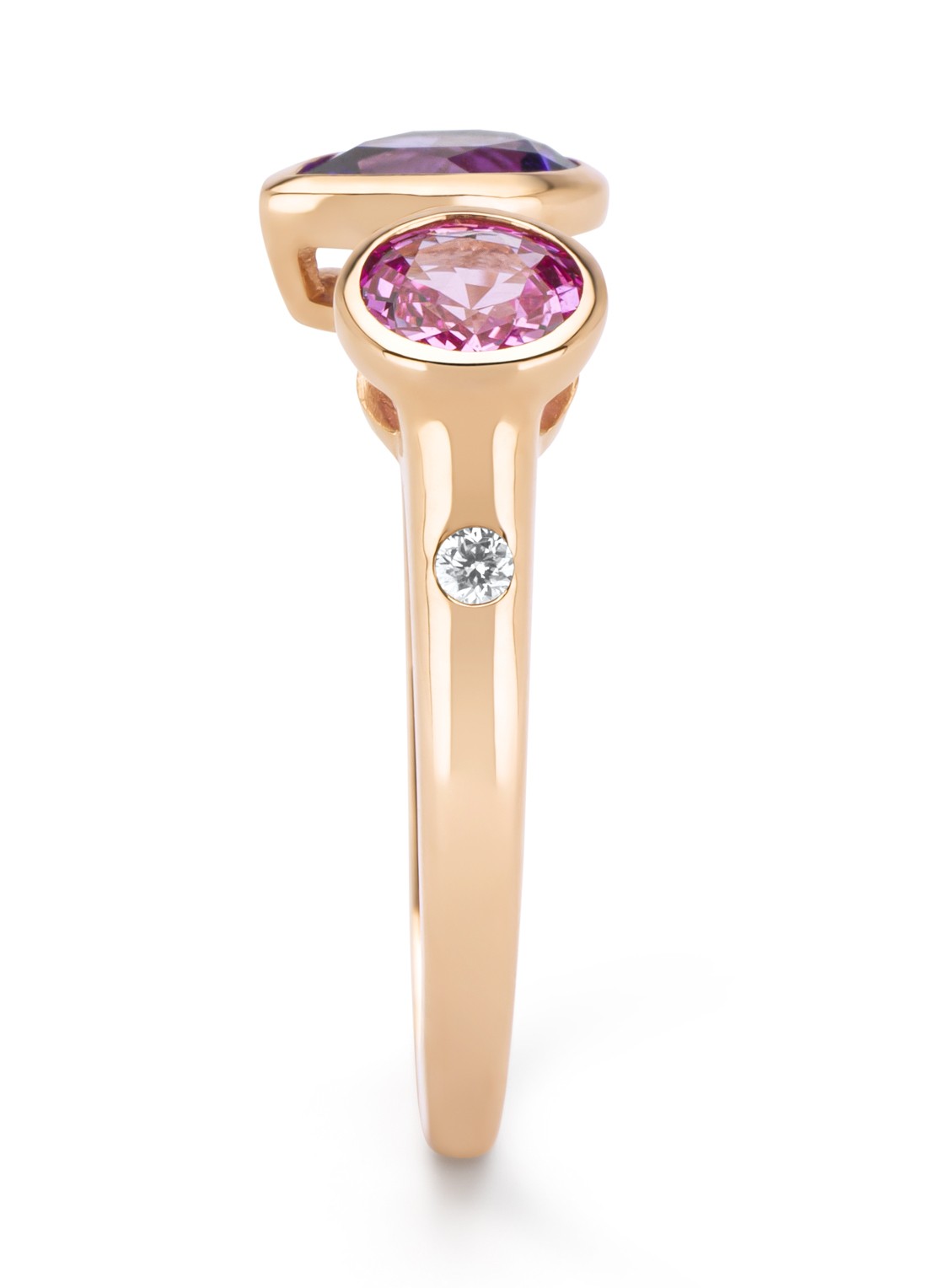 Diamond Point Roségouden ring, 0.70 ct paarse amethist, Little Drops - detail 2 roségoud