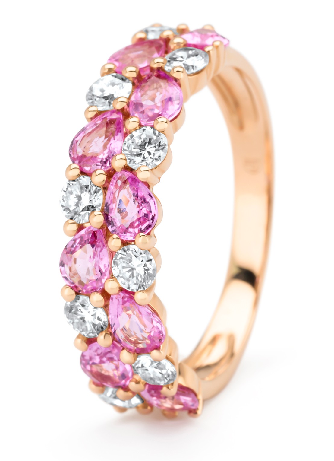 Diamond Point Roségouden ring, 1.65 ct roze saffier, Eden - voorkant roségoud