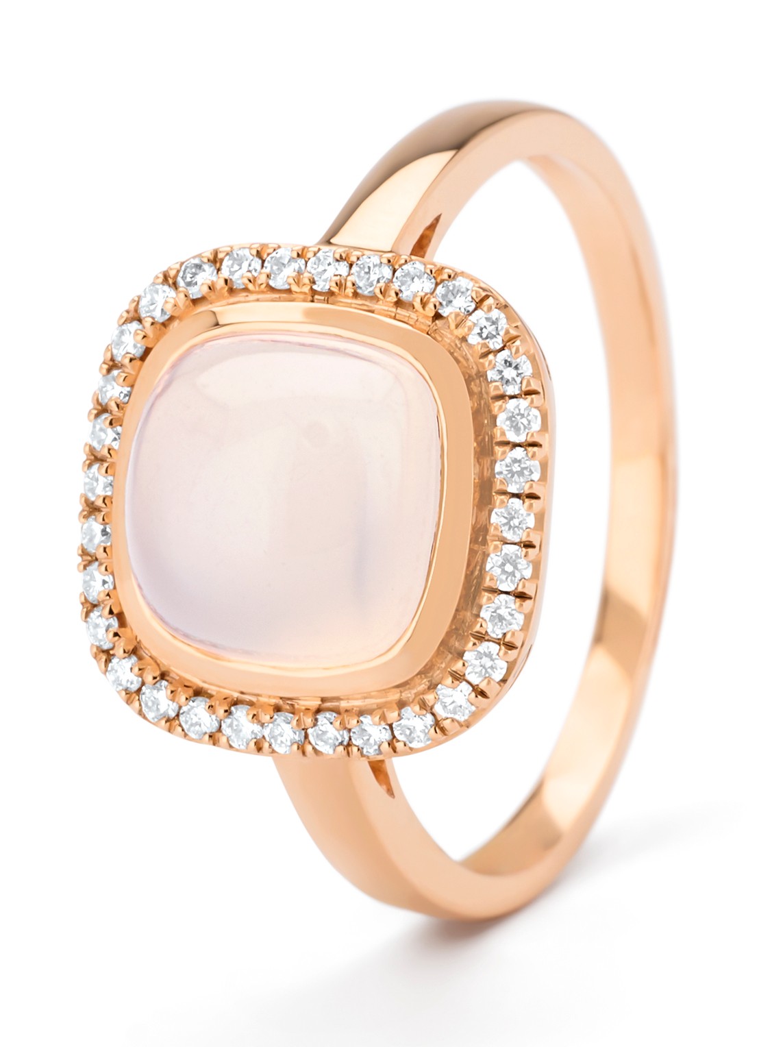 Diamond Point Roségouden ring, 2.32 ct maansteen, Little Drops - voorkant roségoud