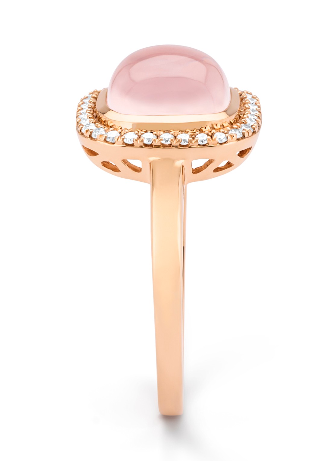 Diamond Point Roségouden ring, 2.36 ct rozenkwarts, Little Drops - detail 3 roségoud
