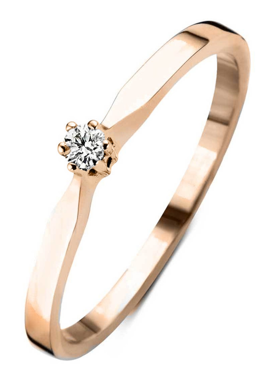 Diamond Point Roségouden solitair groeibriljant ring, 0.02 ct. 0.02 ct diamant Groeibriljant - voorkant roségoud