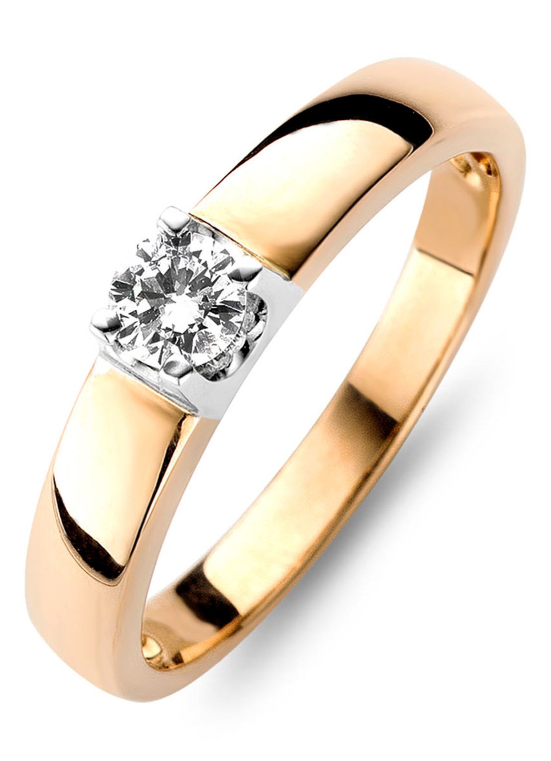 Diamond Point Roségouden solitair groeibriljant ring, 0.11 ct. 0.11 ct diamant Groeibriljant - voorkant roségoud