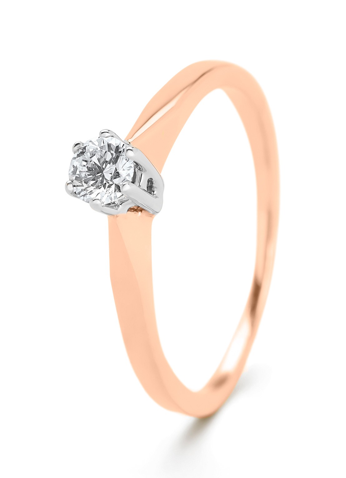 Diamond Point Roségouden solitair groeibriljant ring, 0.17 ct. 0.17 ct diamant Groeibriljant - voorkant 3 roségoud