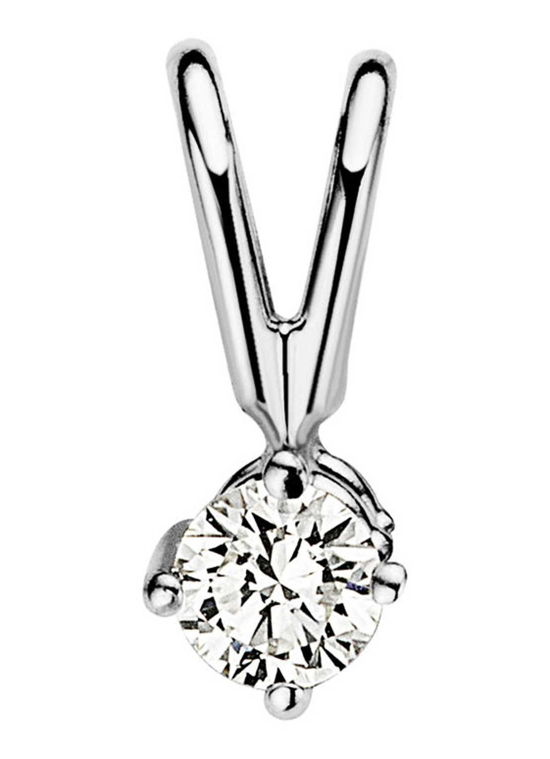 Diamond Point Solitair groeibriljant hanger van 18 karaat witgoud, 0.06 ct. 0.06 ct diamant - voorkant witgoud