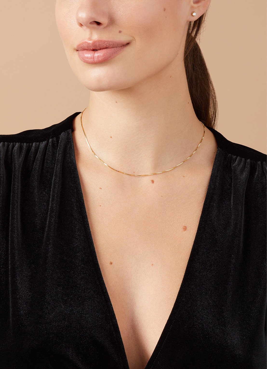 Diamond Point Timeless treasures geelgouden collier (42cm) - voorkant 2 geelgoud