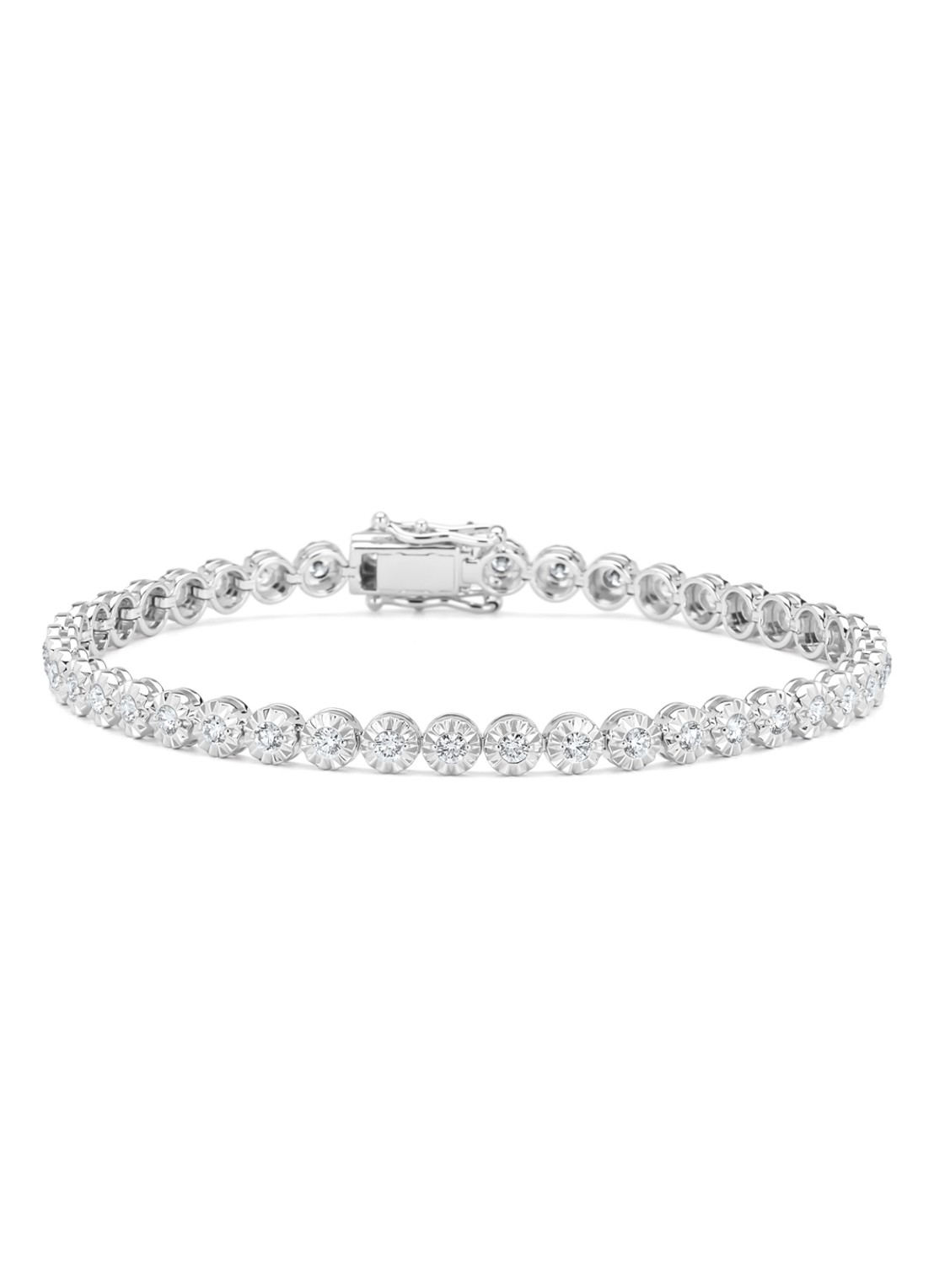 Diamond Point Witgouden armband, 1.51 ct diamant, Tennis bracelet - voorkant witgoud
