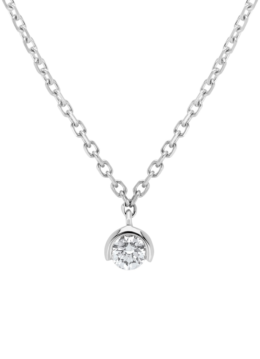 Diamond Point Witgouden collier, 0.08 ct diamant, Starlight - voorkant witgoud