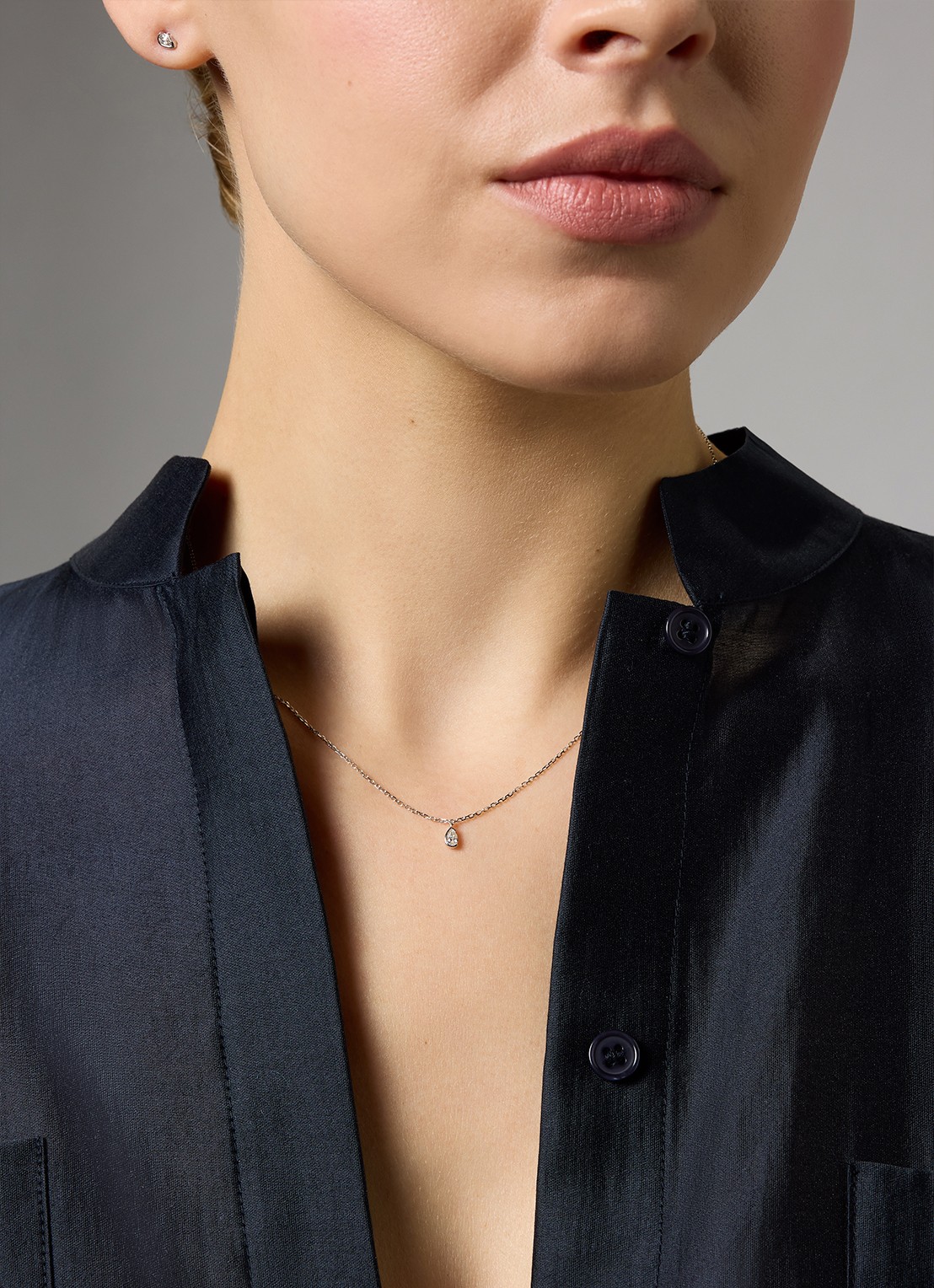 Diamond Point Witgouden collier, 0.09 ct diamant, Starlight - voorkant 2 witgoud