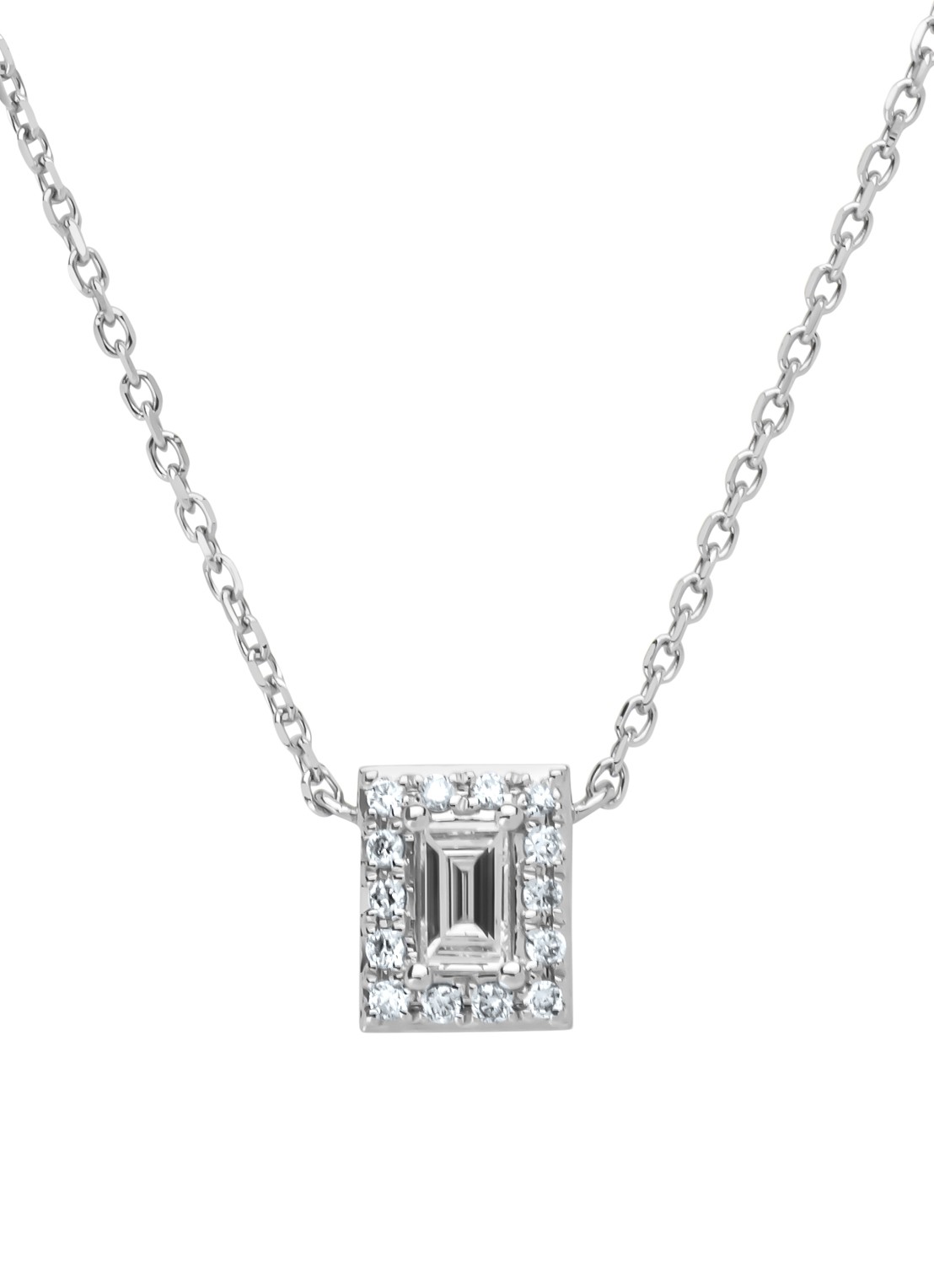 Diamond Point Witgouden collier, 0.15 ct diamant, Petite Romance - voorkant witgoud