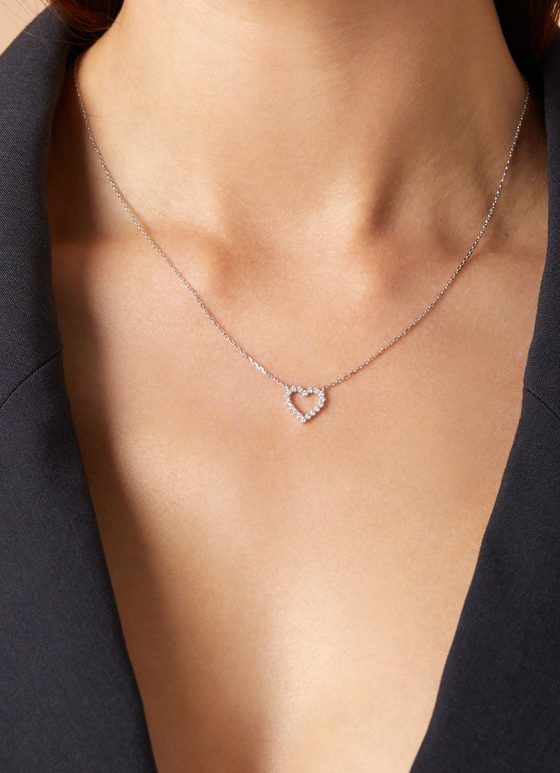 Diamond Point Witgouden collier 0.25 ct diamant Hearts & Arrows - detail witgoud