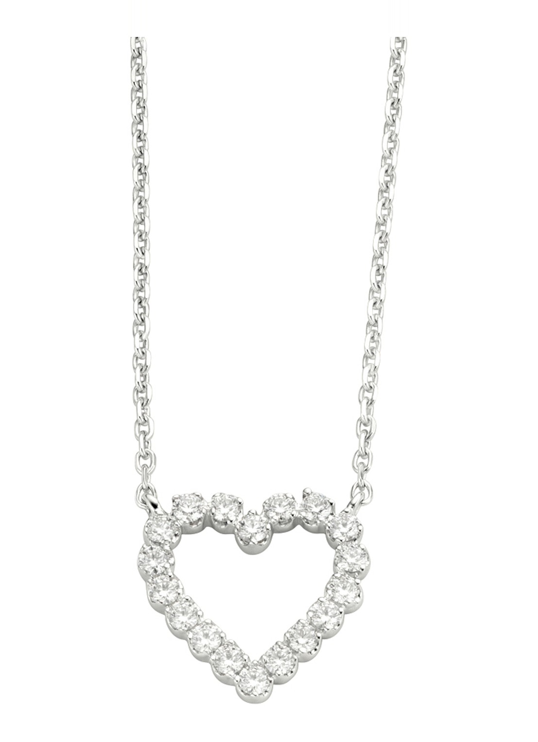 Diamond Point Witgouden collier 0.25 ct diamant Hearts & Arrows - voorkant 2 witgoud