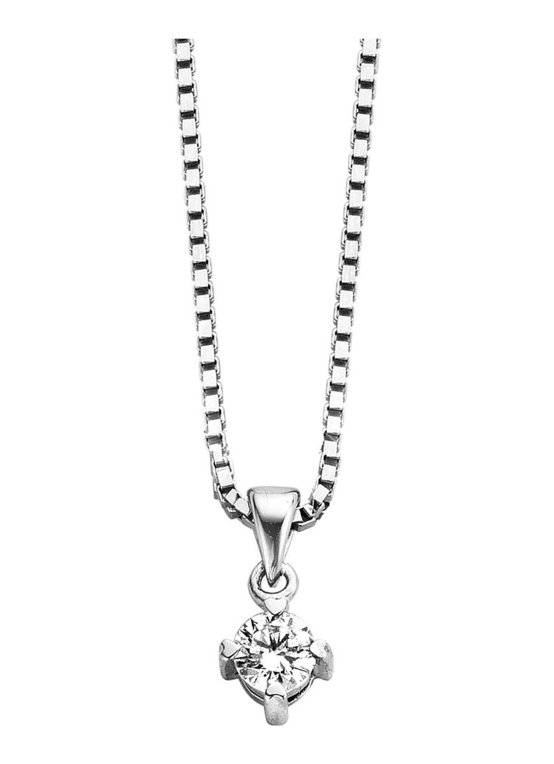 Diamond Point Witgouden hanger, 0.16 ct diamant, Hearts & Arrows - voorkant witgoud