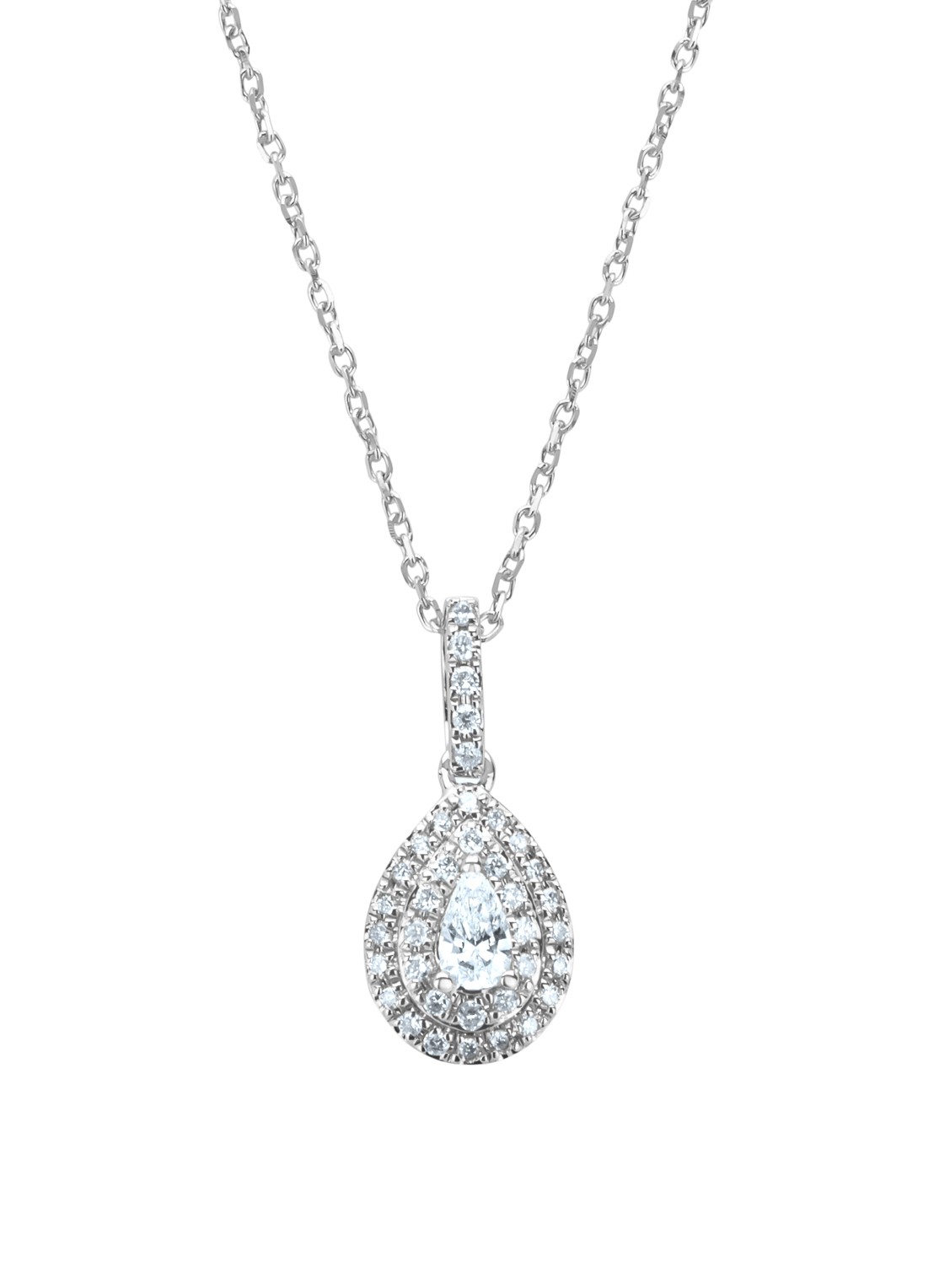Diamond Point Witgouden hanger, 0.22 ct diamant, Petite Romance - voorkant witgoud