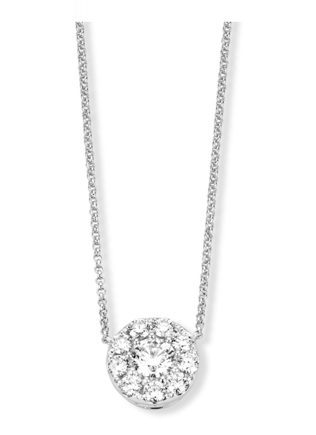 Diamond Point Witgouden hanger 0.65 ct diamant Hearts & Arrows - voorkant 2 witgoud