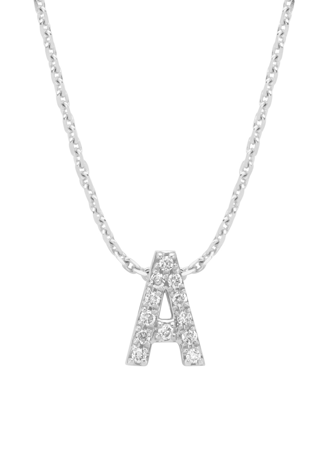 Diamond Point Witgouden hanger A, 0.05 ct diamant, Alphabet - voorkant witgoud