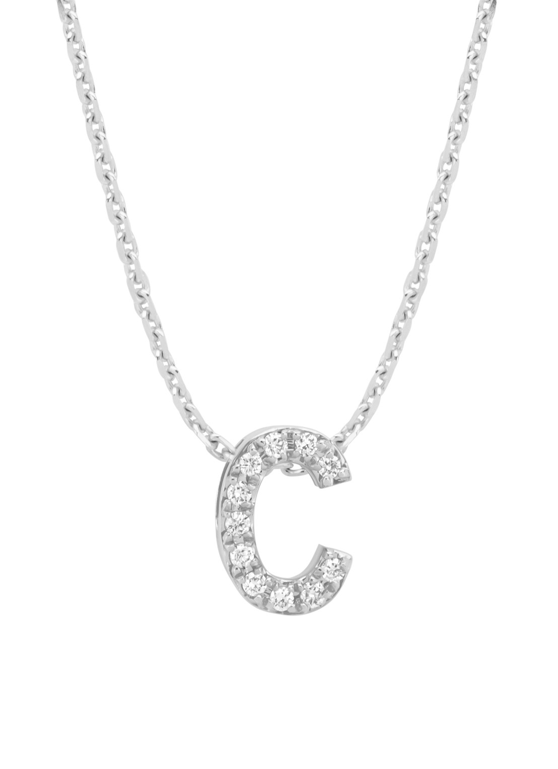 Diamond Point Witgouden hanger C, 0.04 ct diamant, Alphabet - voorkant witgoud