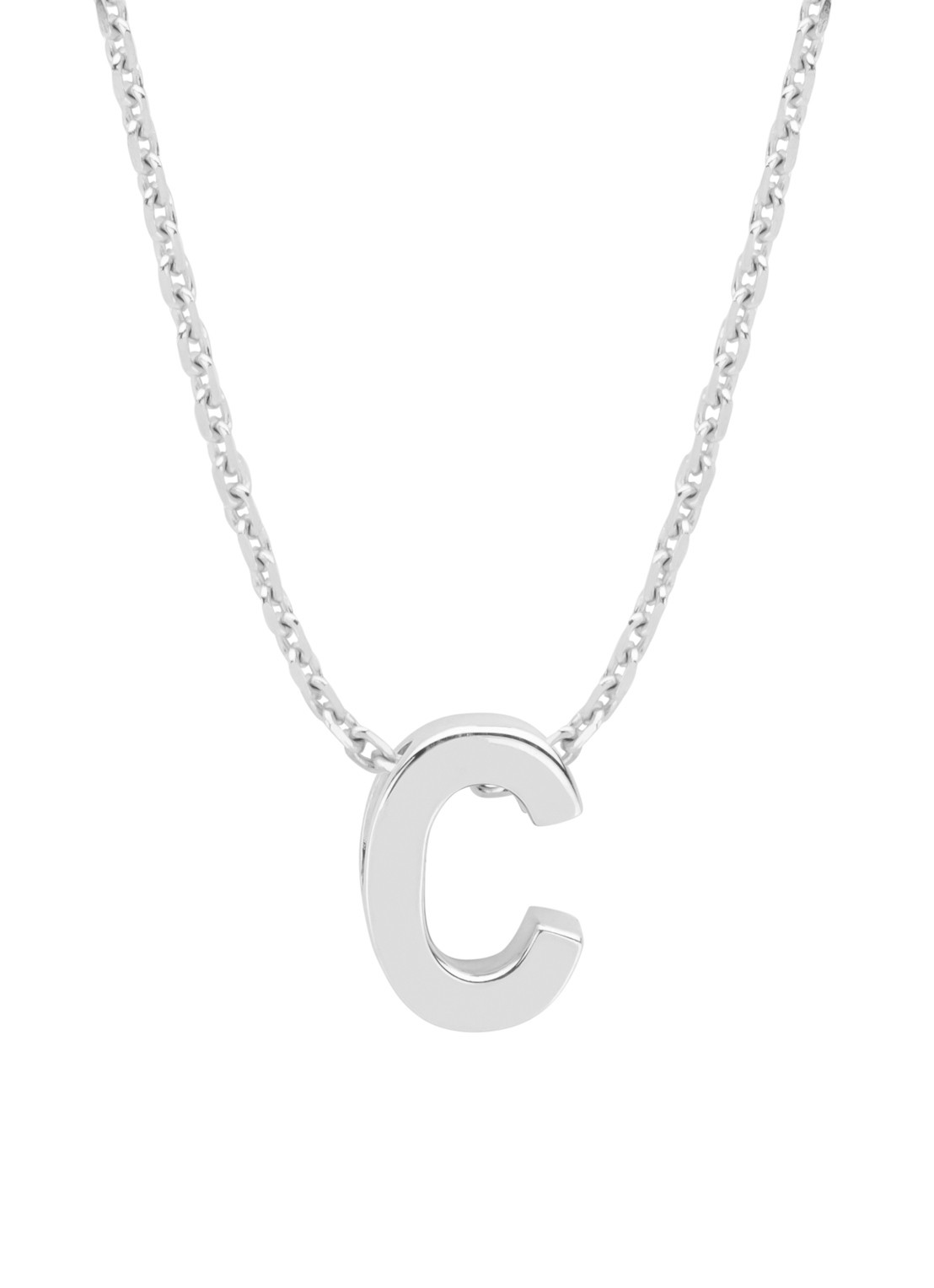 Diamond Point Witgouden hanger C, Alphabet - voorkant witgoud