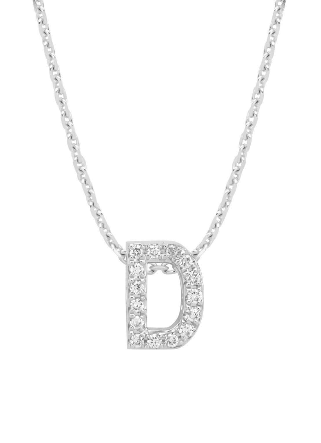 Diamond Point Witgouden hanger D, 0.06 ct diamant, Alphabet - voorkant 2 witgoud