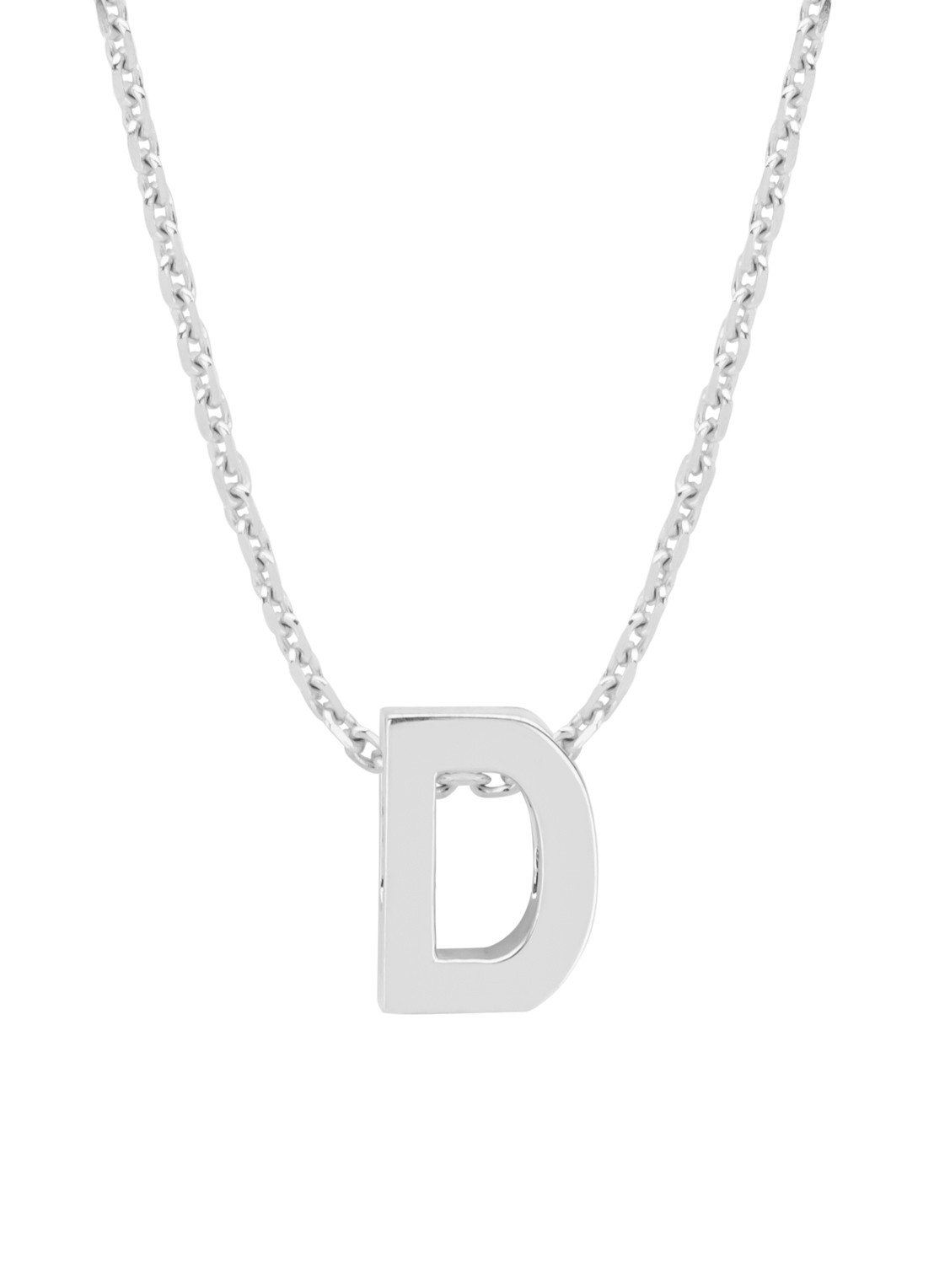 Diamond Point Witgouden hanger D, Alphabet - voorkant witgoud