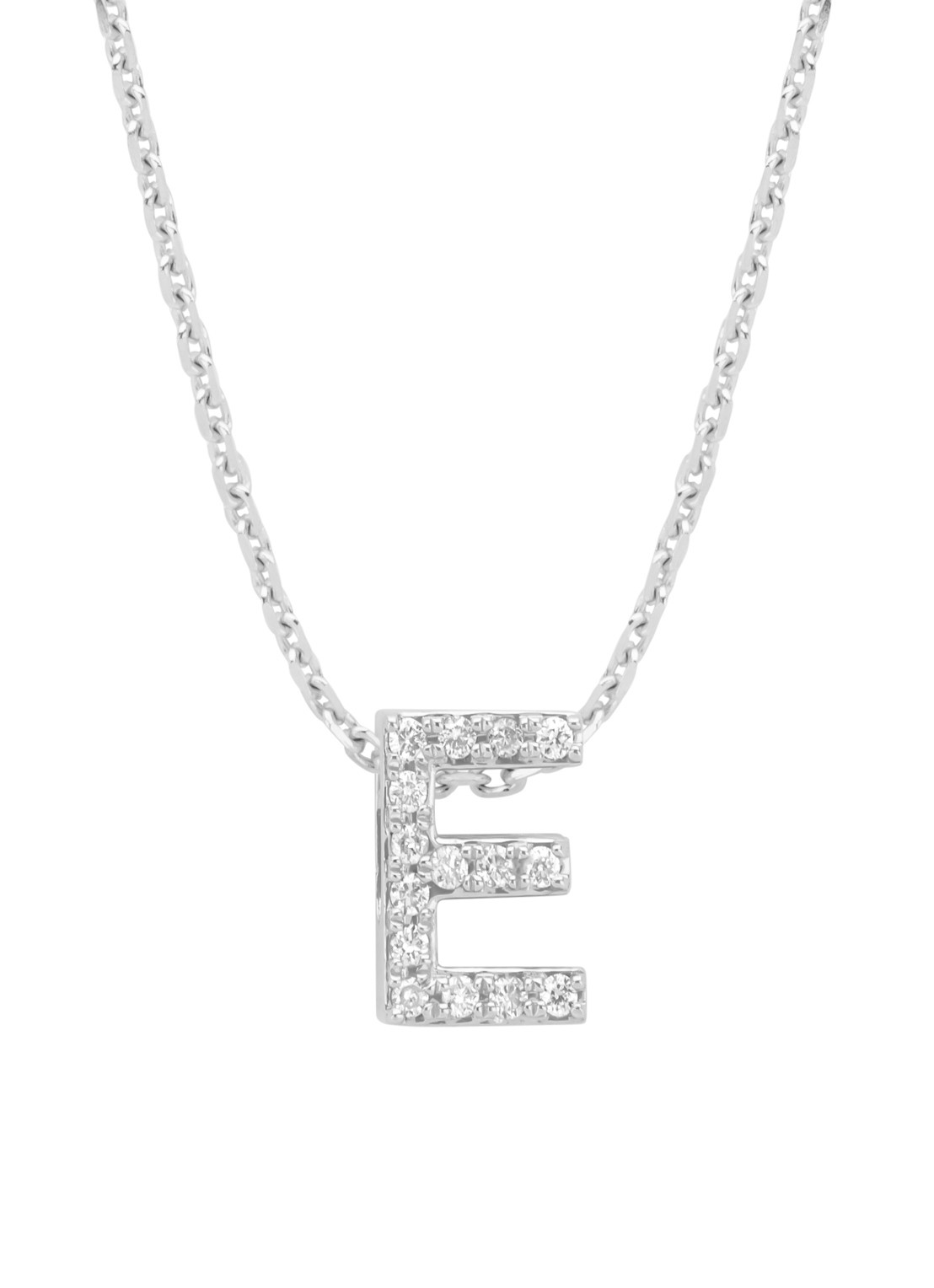 Diamond Point Witgouden hanger E, 0.05 ct diamant, Alphabet - voorkant 2 witgoud