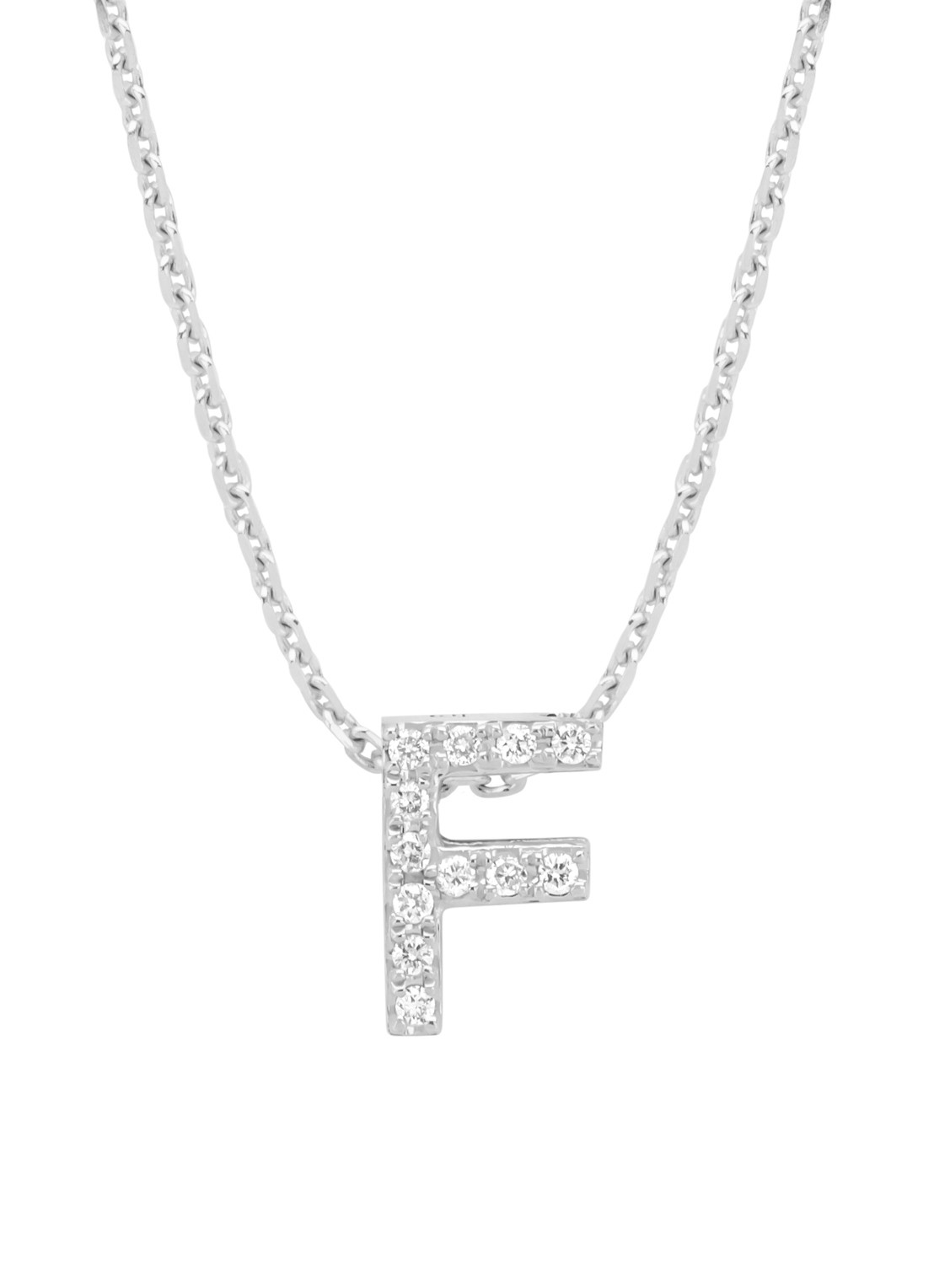 Diamond Point Witgouden hanger F, 0.04 ct diamant, Alphabet - voorkant witgoud