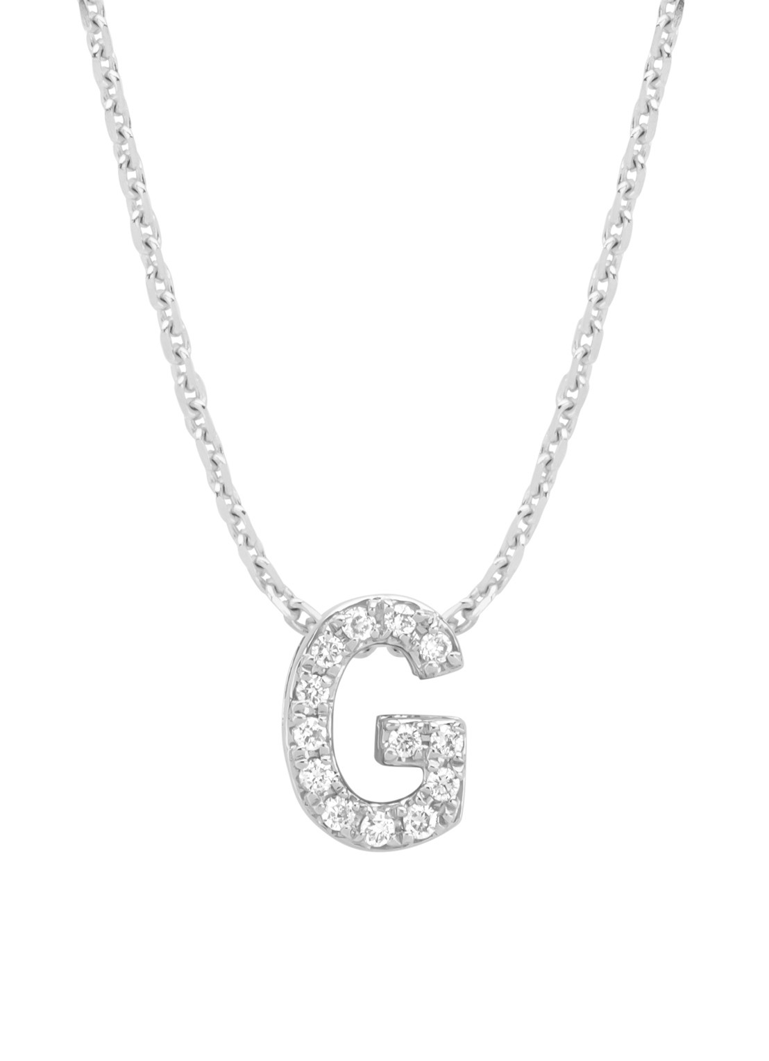 Diamond Point Witgouden hanger G, 0.05 ct diamant, Alphabet - voorkant 2 witgoud
