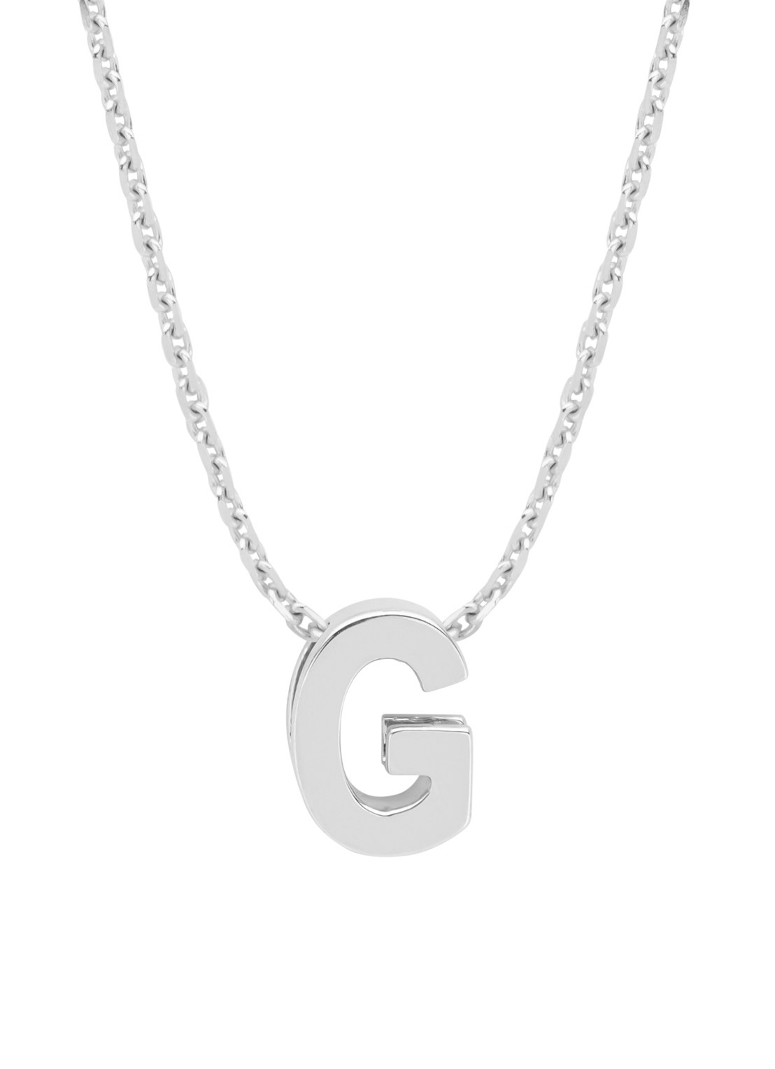 Diamond Point Witgouden hanger G, Alphabet - voorkant witgoud