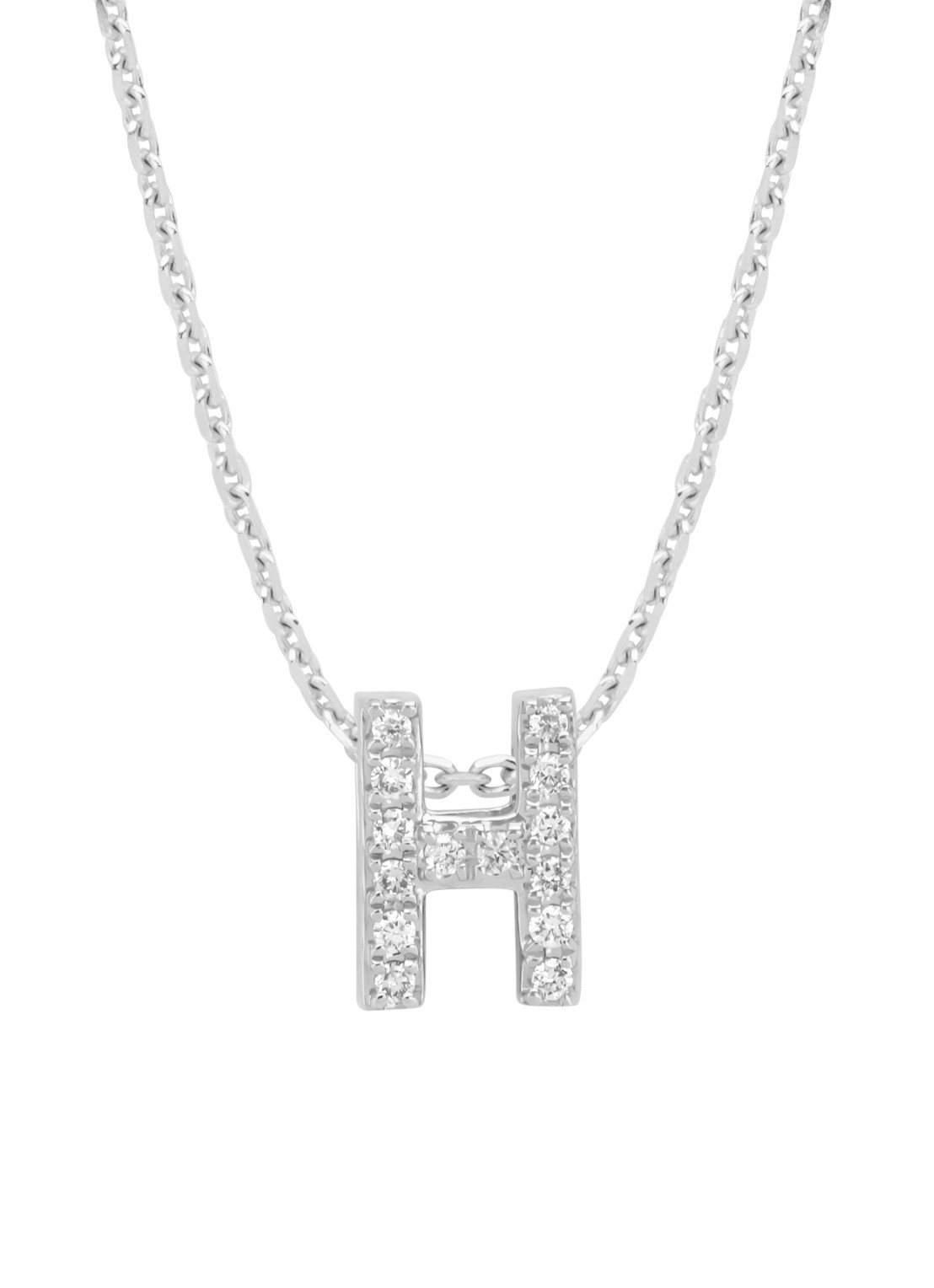 Diamond Point Witgouden hanger H, 0.05 ct diamant, Alphabet - voorkant witgoud