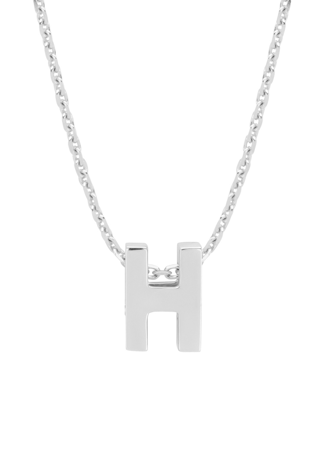 Diamond Point Witgouden hanger H, Alphabet - voorkant 2 witgoud
