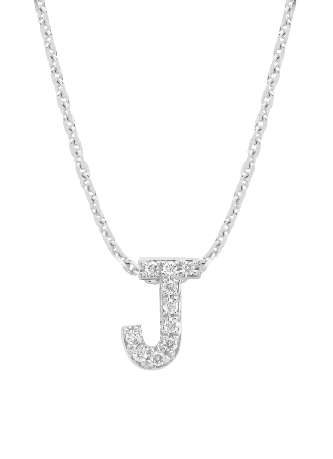 Diamond Point Witgouden hanger J, 0.04 ct diamant, Alphabet - voorkant witgoud